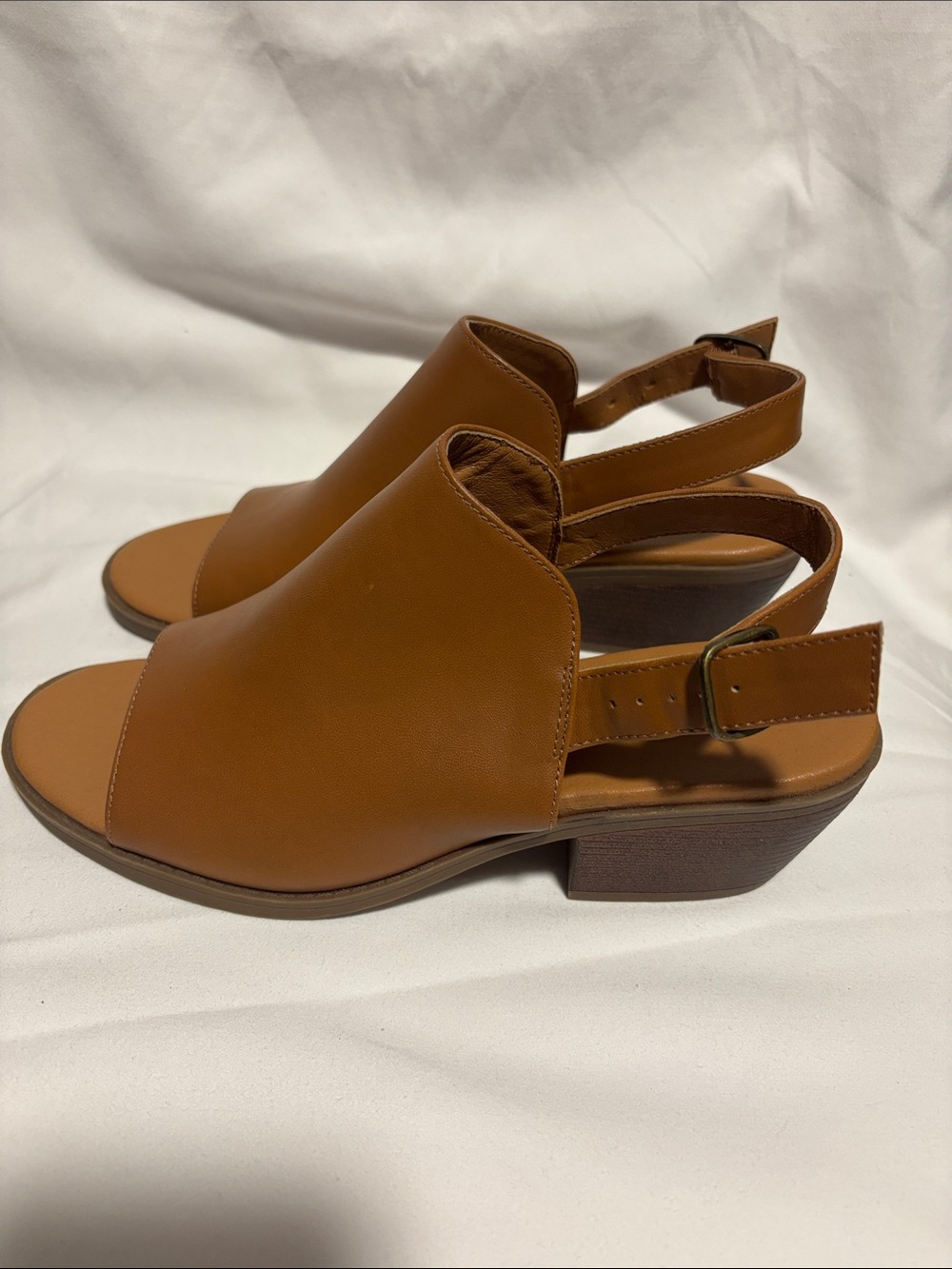 Sonoma Cognac Open-Toe Slingback Block Heel Sandals